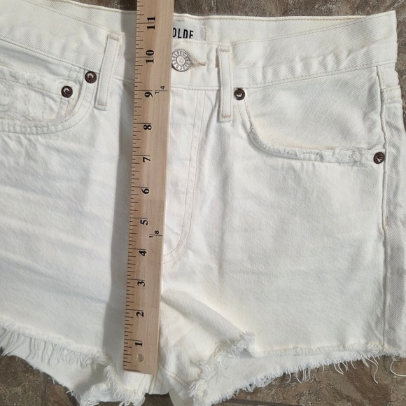AGOLDE Parker High Rise White Denim Cutoff Shorts A026B-1183 Size 24 - Picture 4 of 8